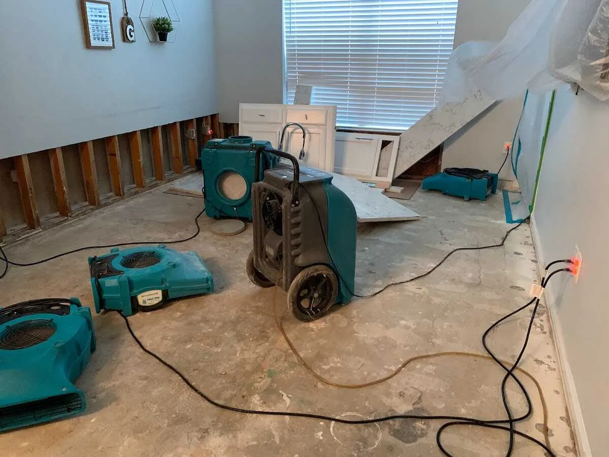 Dehumidifier in flood-cut room for Water Extraction & Removal in Euless